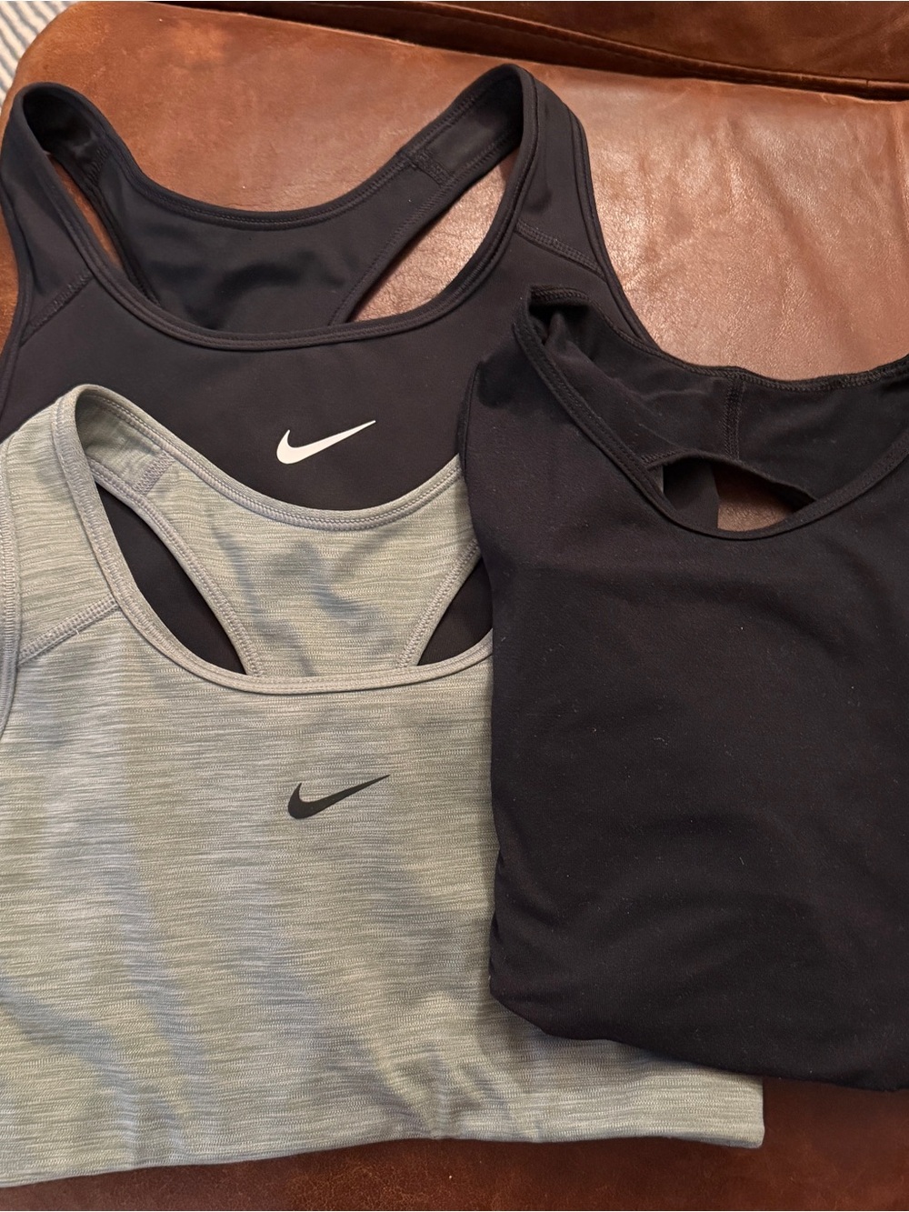 Nike Women's Racerback Tank Tops - Black & Light Gray